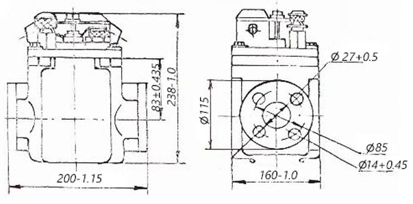 Рис.1. Схема габаритных размеров реле РЗТ-25