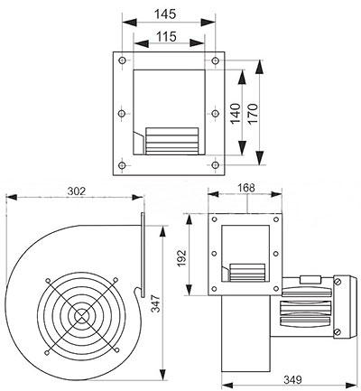 Габаритные размеры вентилятора CMB 2 180