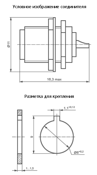 Габаритные и присоединительные размеры вилки СР-50-267ФВ