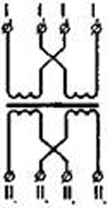 Рис.1. Схема соединения обмоток трансформатора стрелочного СКТ-1