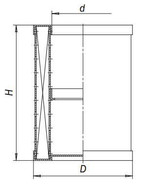 Габаритные размеры сетчатого фильтроэлемента 3ФГС-40Н